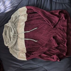 Market & Spruce Heather Gray and Beige Cowl Neck Sweater